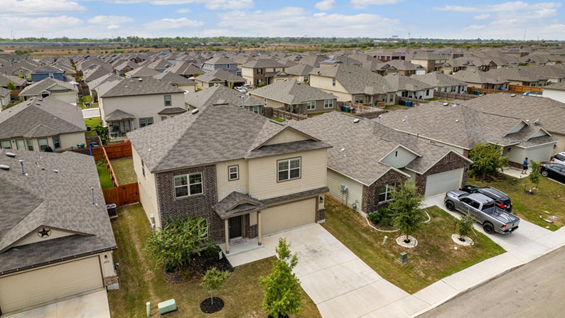 An aerial view of texas land